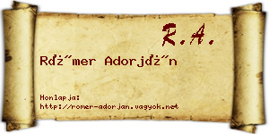 Römer Adorján névjegykártya
